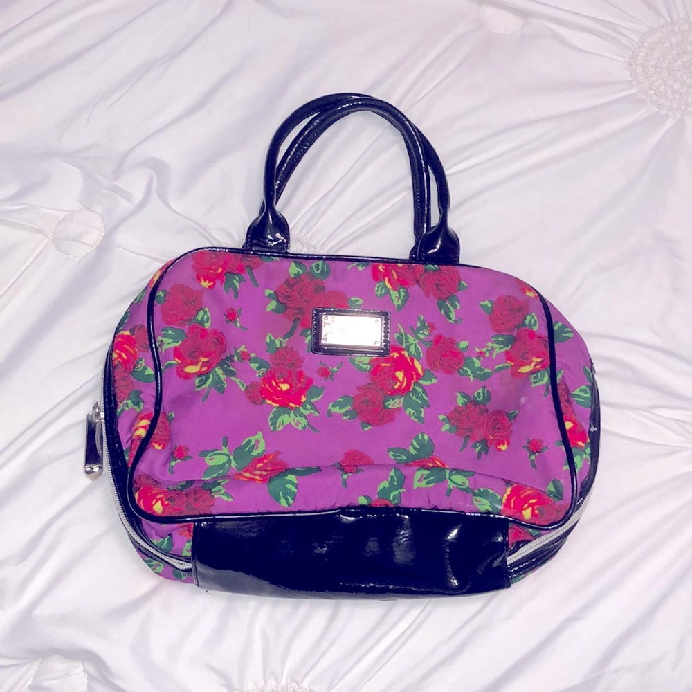 BETSEY JOHNSON  PURPLE FLORAL MAKEUP  TOTE